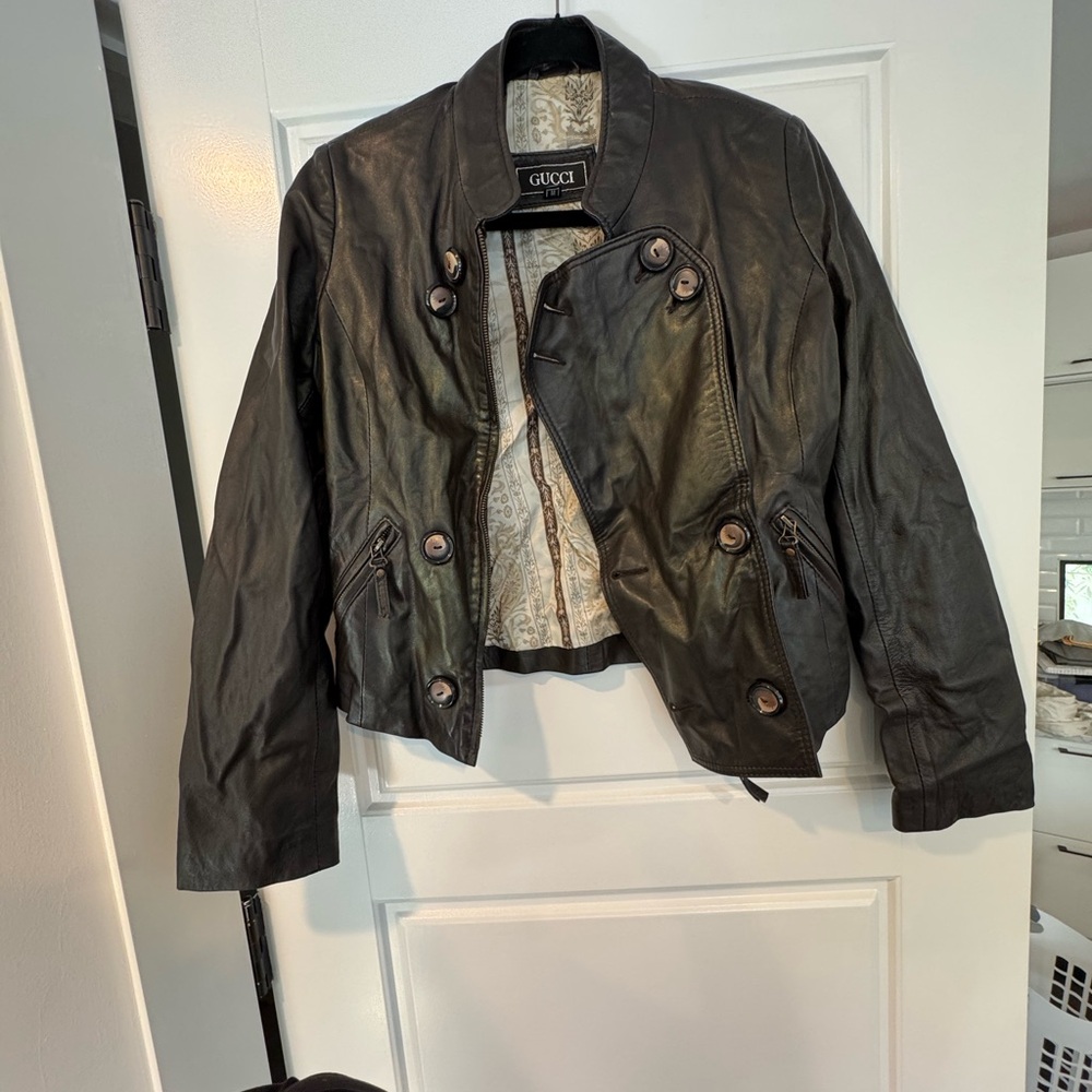 Gucci Women's Dark Brown Leather Jacket
